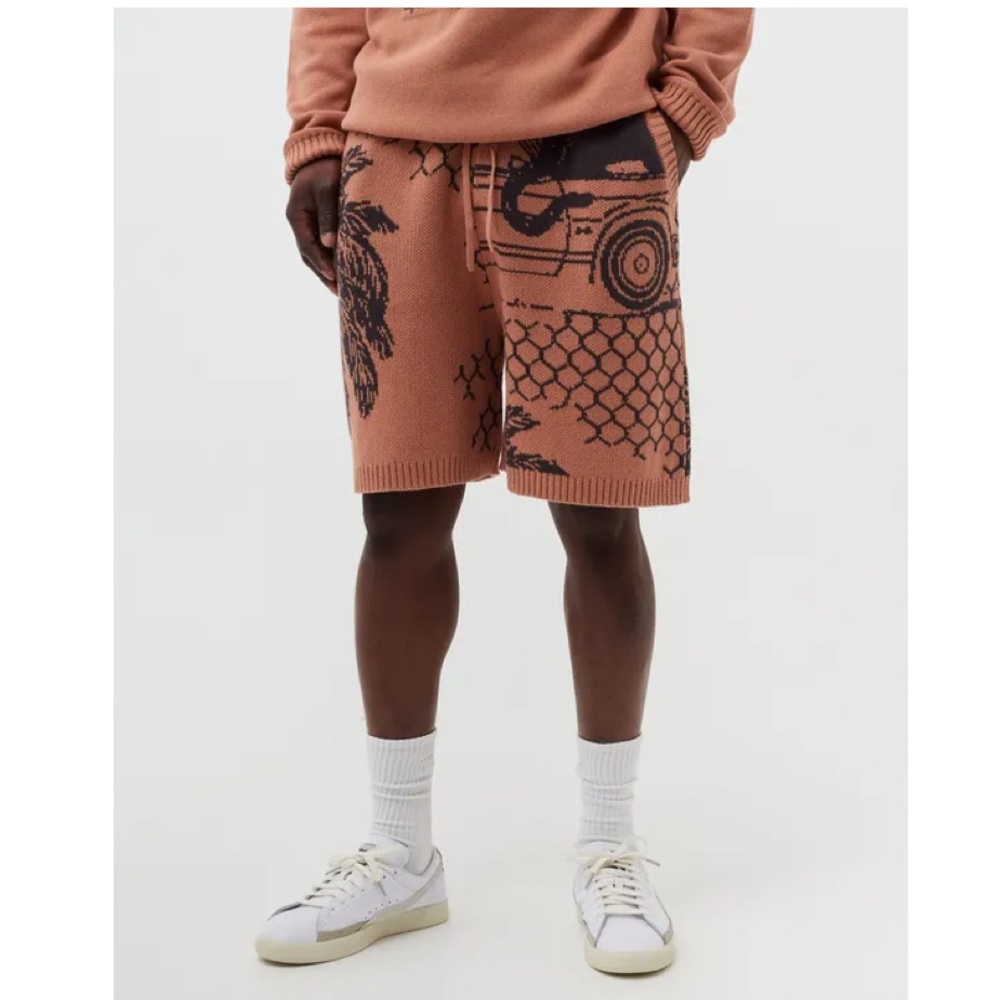 Honor The Gift Concrete Jungle Men’s Thick Cotton Knit Shorts in Peach Size XXL